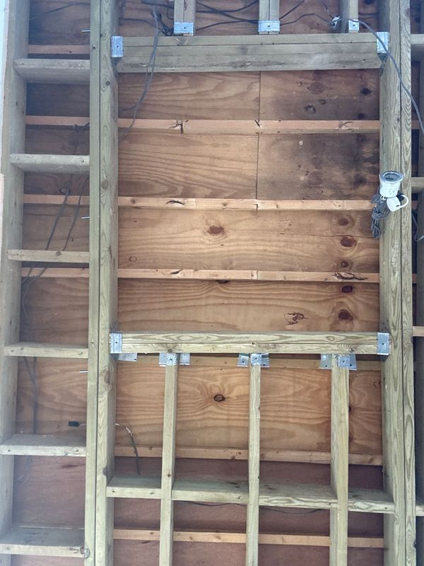 New joists framed into the floor