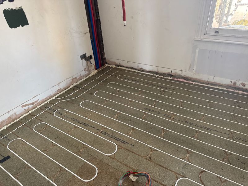 Underfloor heating across a bedroom floor