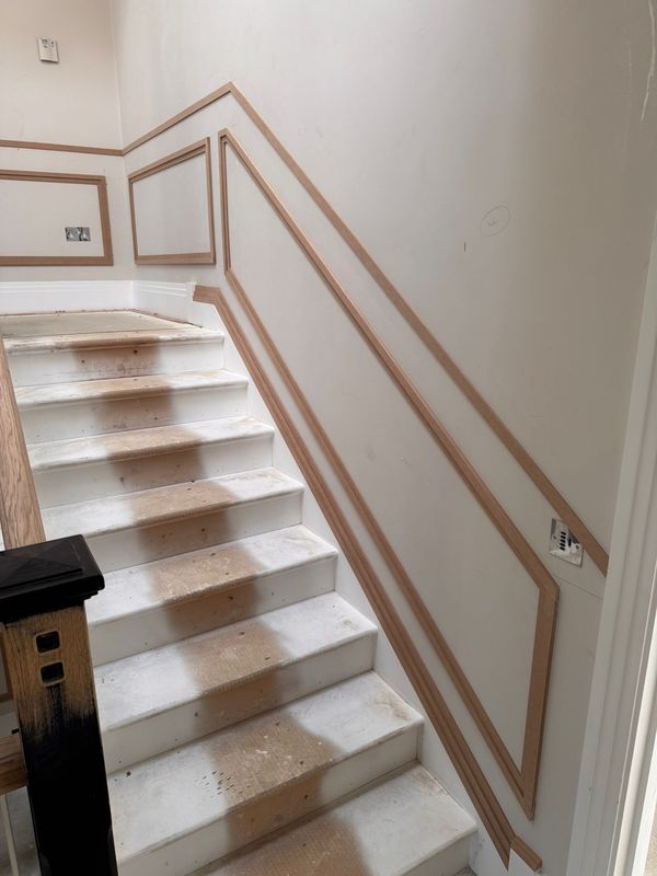 New panel mouldings on the stair