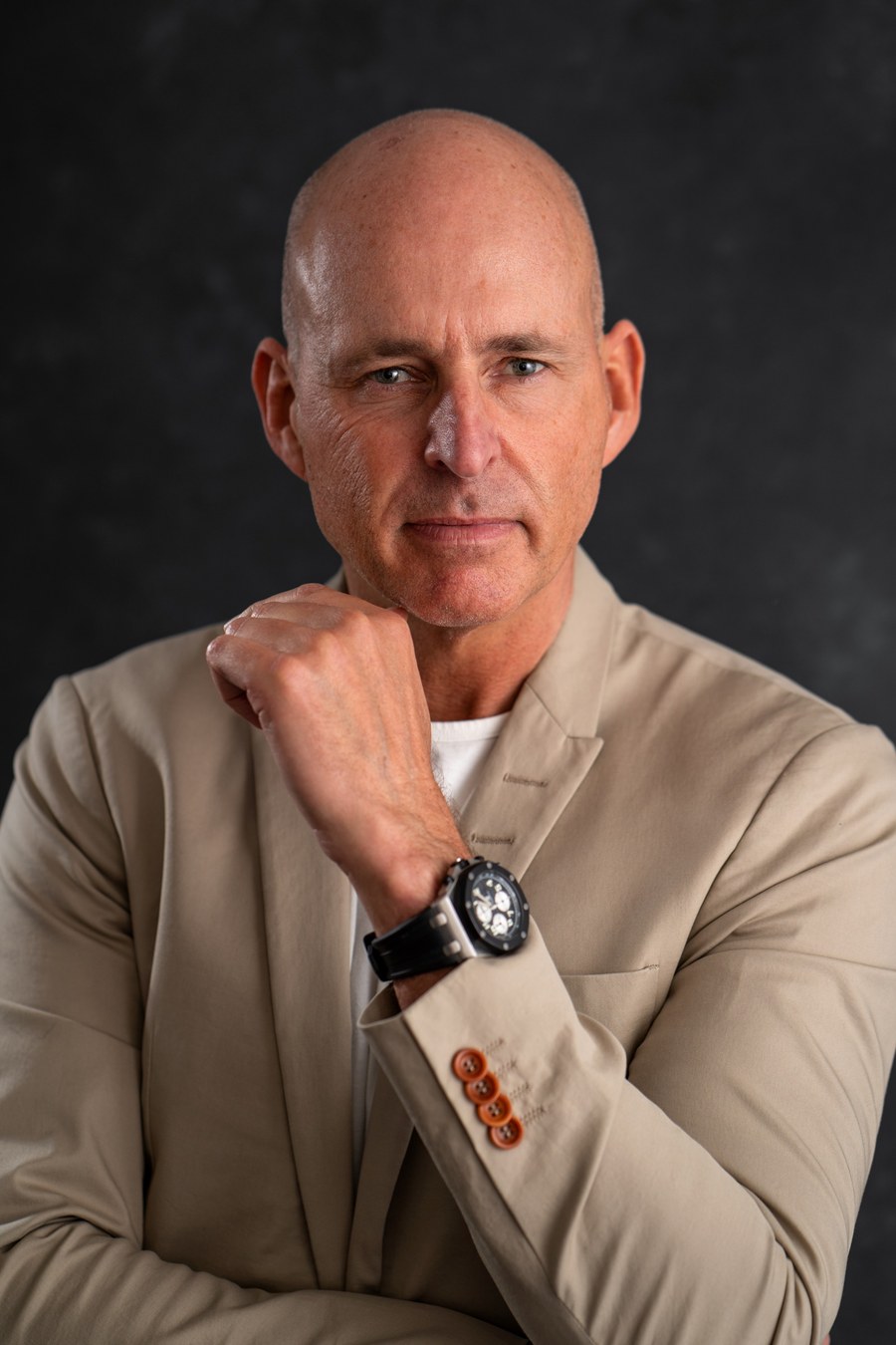 Nick Jeffries, founder of NU Projects, in a cream jacket